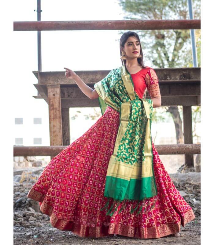 RED LEHENGA WITH BLOUSE AND DUPATTA