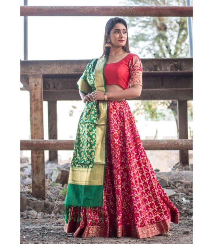 RED LEHENGA WITH BLOUSE AND DUPATTA