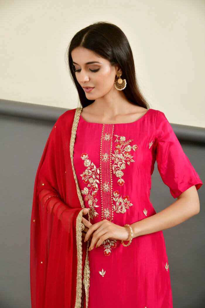 RED EMBROIDERED SUIT SET