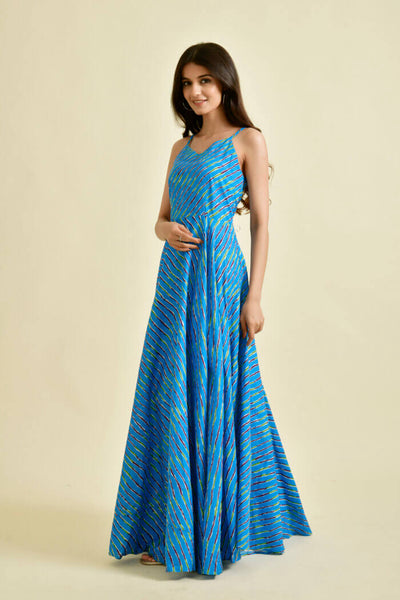 BLUE LEHERIYA DRESS