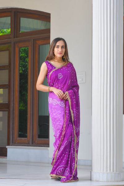 Purple bandhani saree