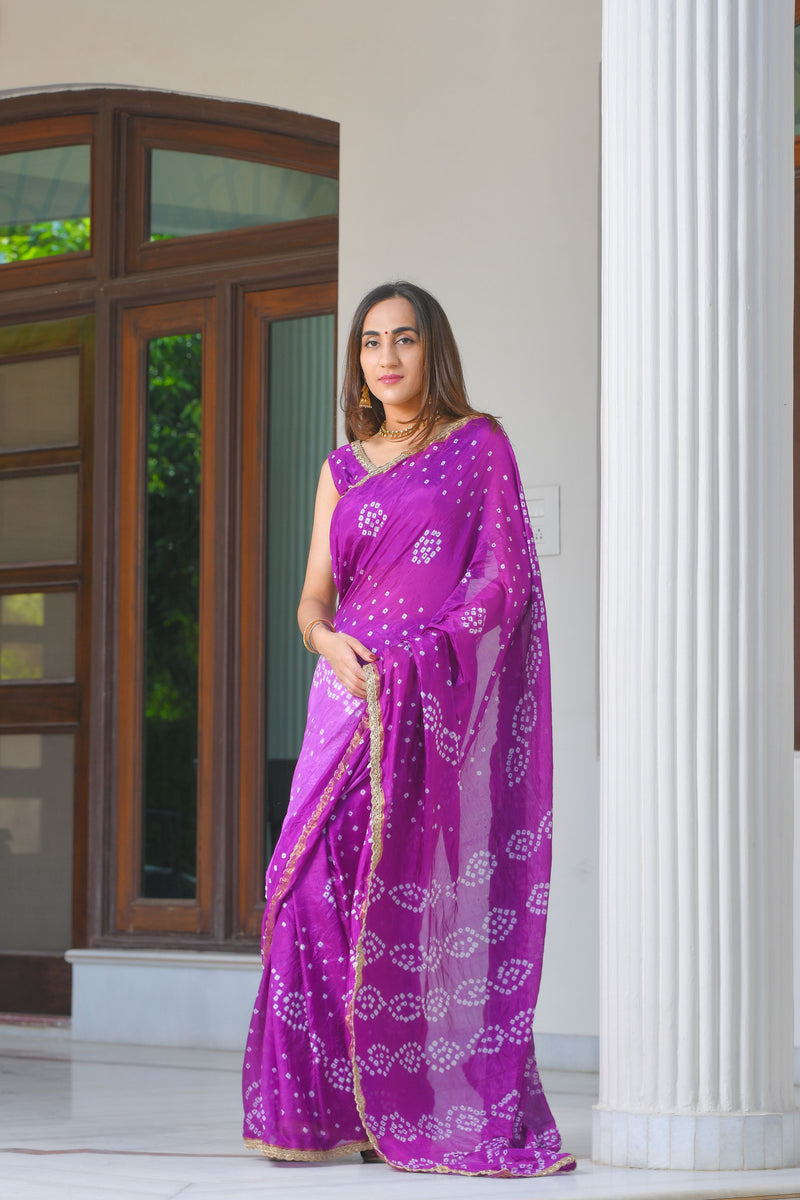 Purple bandhani saree