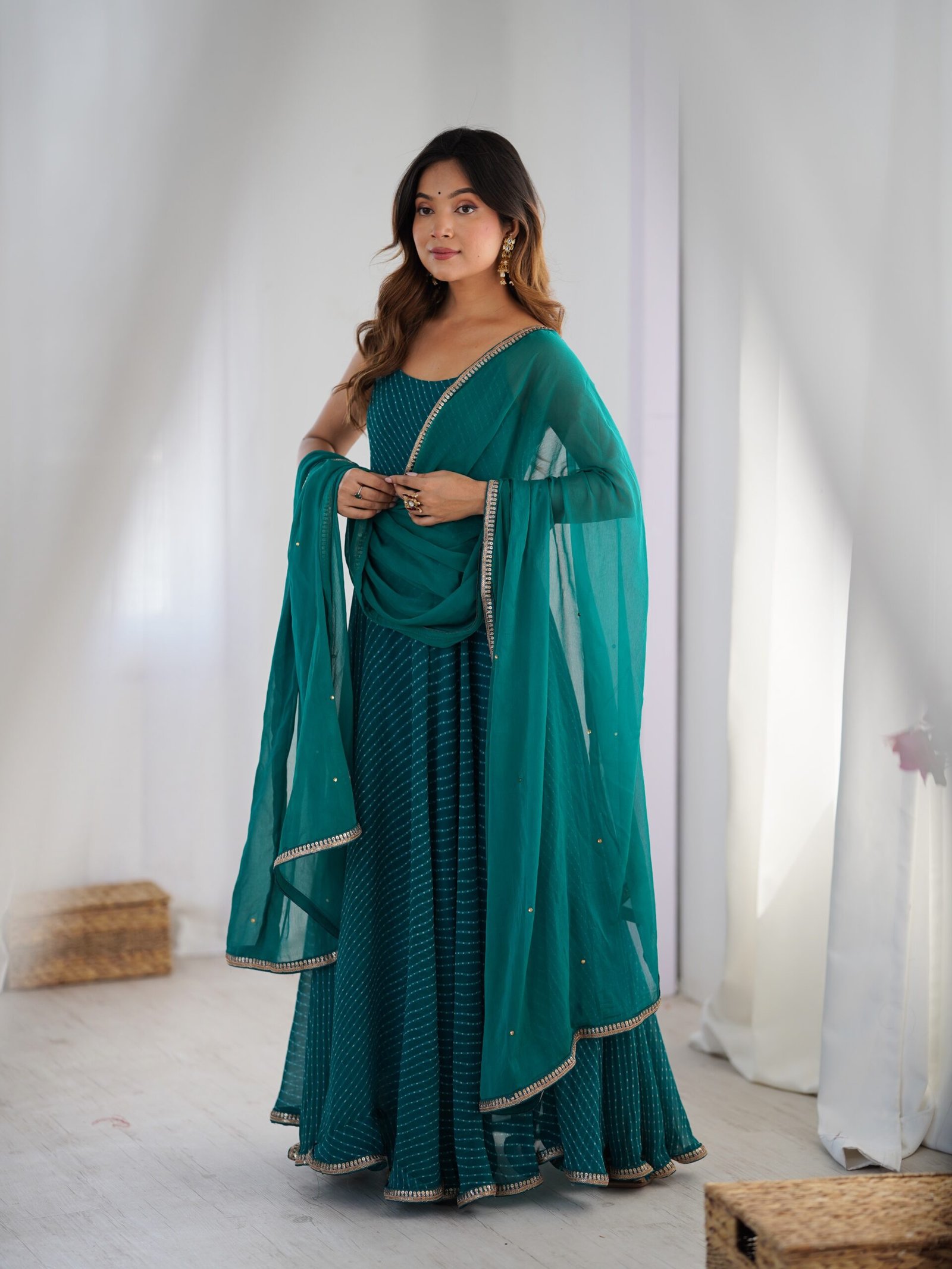 Emerald Noor Bandhani Anarkali Set with Dupatta