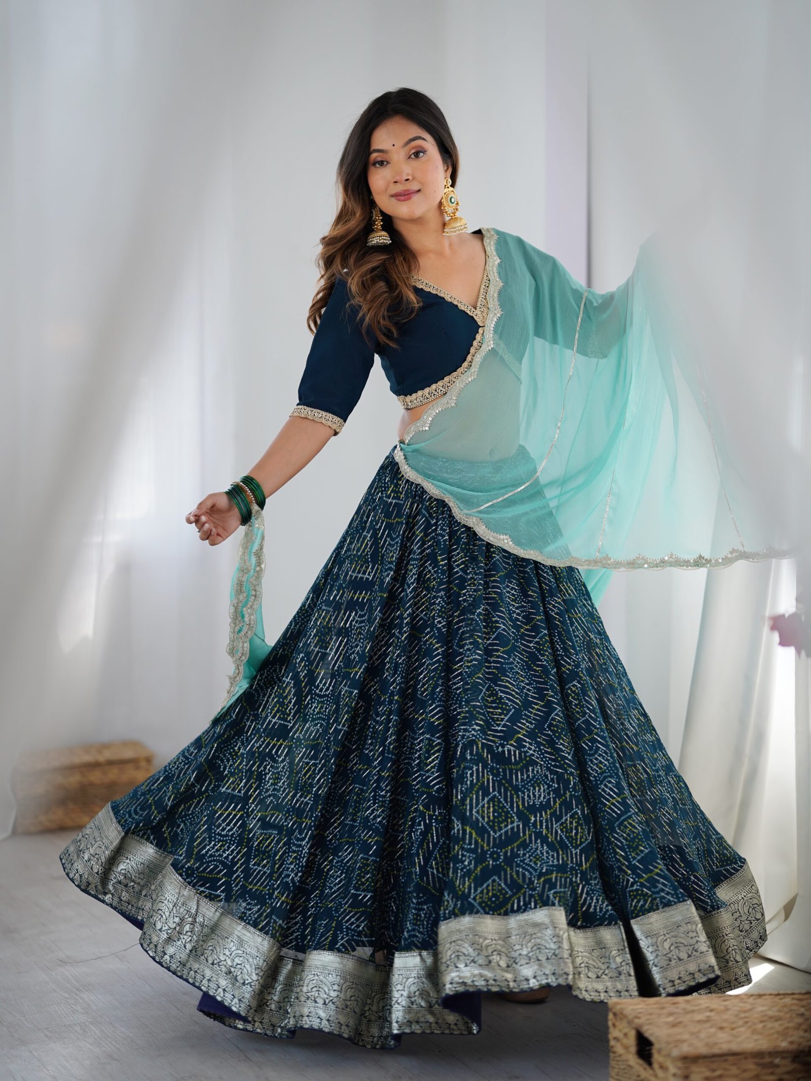 Neel Aira Bandhani Lehenga Set